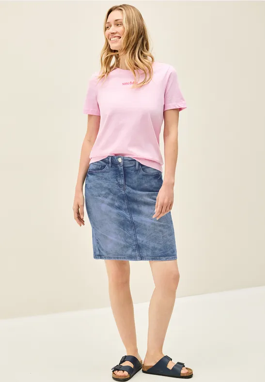 Thumbnail - Cecil Damen Jeansrock mit Schlitzdetail in Blau, Gr: 28