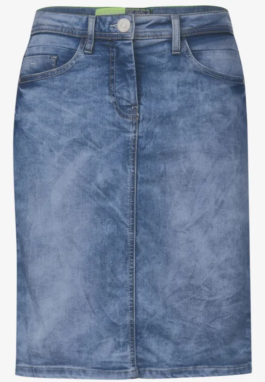 Thumbnail - Cecil Damen Jeansrock mit Schlitzdetail in Blau, Gr: 28