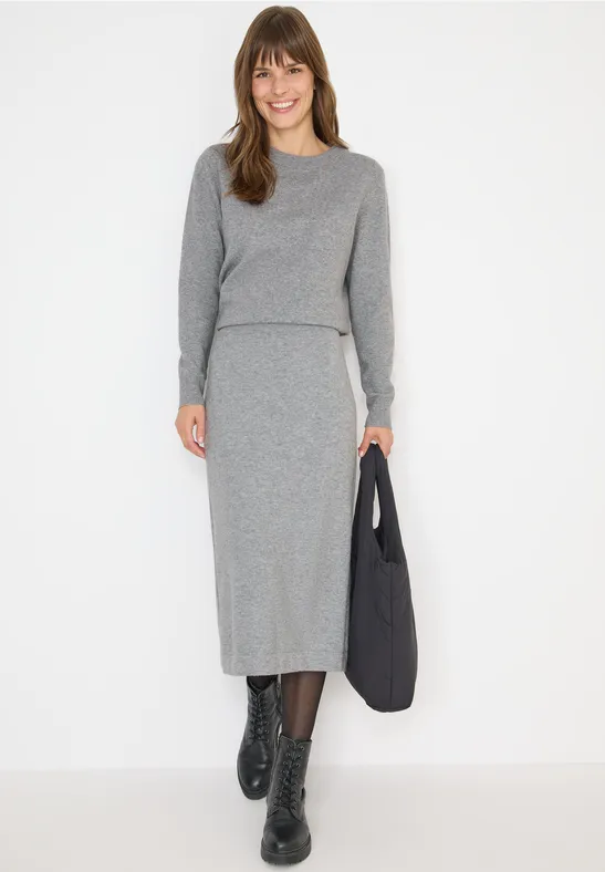 cecil Strick Rock Struktur Rippbund Midi Grau