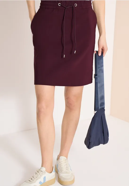 Thumbnail - Cecil Damen Knielanger Rock mit Streifendetail in Rot, Gr: XS