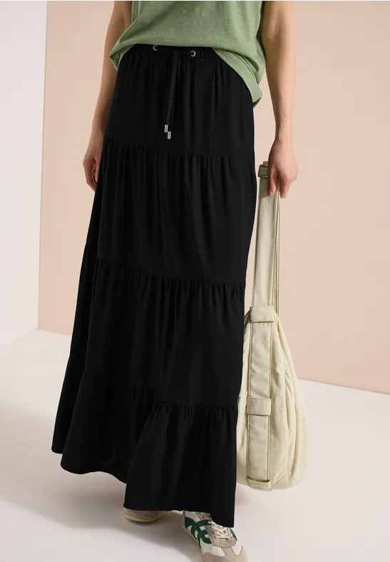 Maxi-Rock mit Volants und Elastikbund