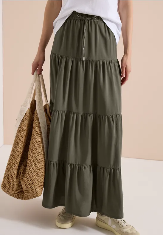 cecil Rock Maxi Volants Elastikbund Viskose Grün