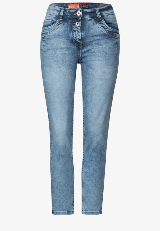 Cecil Damen 7/8 Jeans Casual Fit – Hellblau, Mit Stretch, Mid Waist, Slim Legs, 5-Pocket