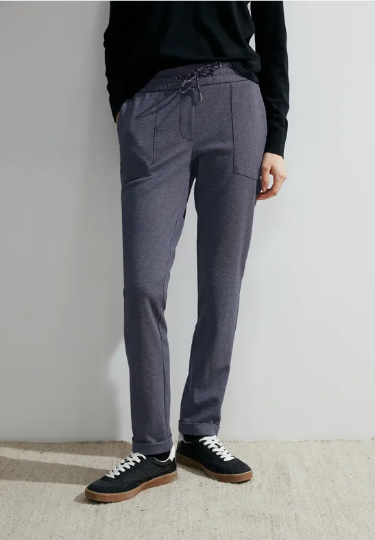 cecil Hose Two-Tone Design Slim Legs Blau