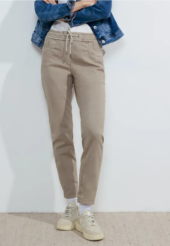 cecil Casual Joggpants Slim Legs Tunnelzugband Beige