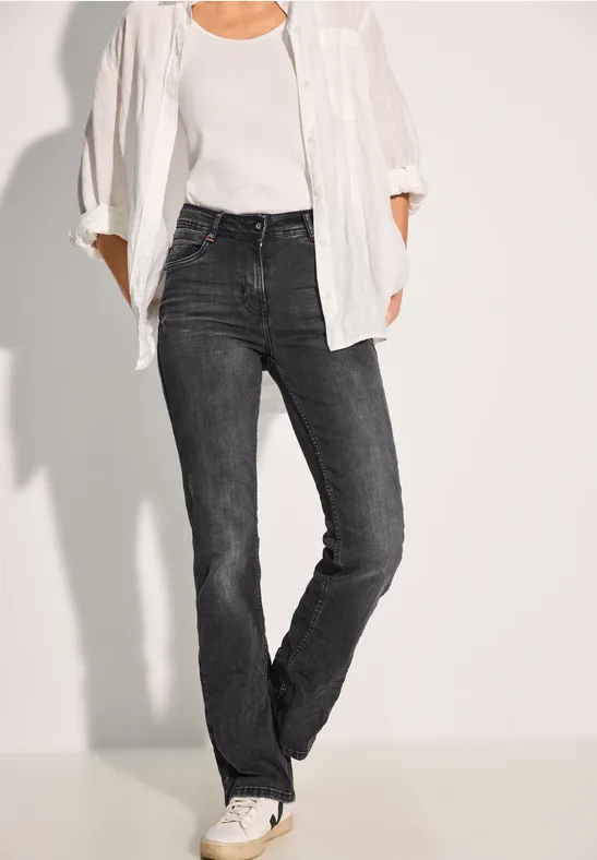 cecil Jeans Slim Fit Bootcut Baumwolle-Polyester Grau