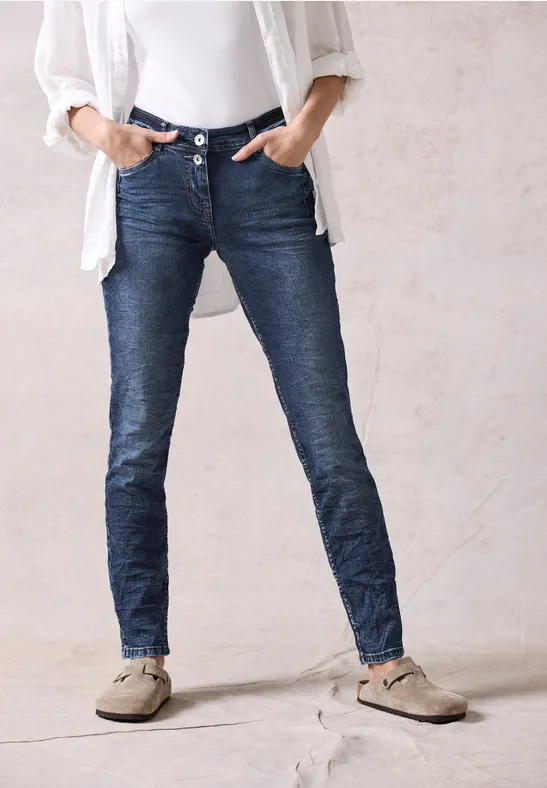 cecil Jeans Casual Fit Mid Waist Baumwolle Blau