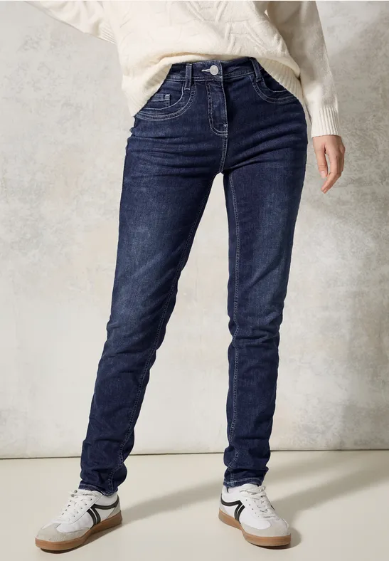 cecil Jeans Slim Fit Waist Baumwolle-Polyester-Esasthan Blau