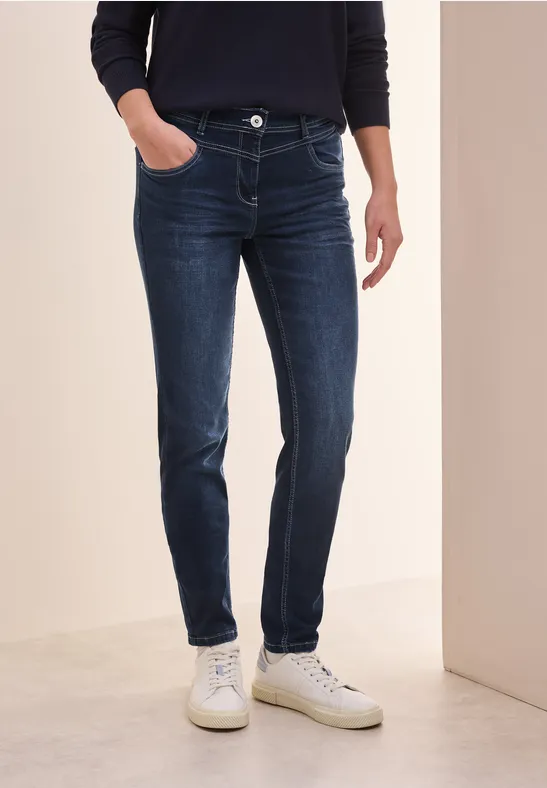 cecil Slim Fit Jeans Baumwolle-Recycled Polyester-Esasthan Dunkelblau