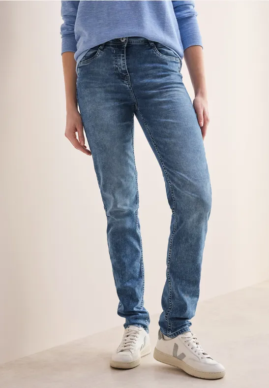 cecil Slim Fit Jeans Baumwolle-Recycled Polyester-Esasthan Hellblau
