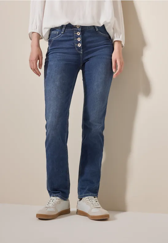 cecil Straight Leg Jeans Classic Blue Blau