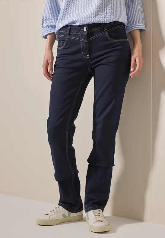 cecil Straight Leg Jeans Baumwolle-Polyester-Esasthan Blau