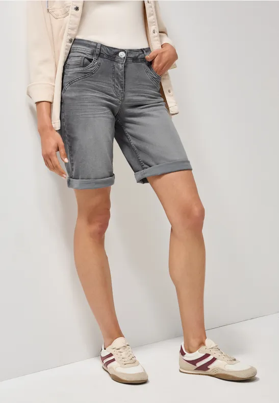 Thumbnail - Cecil Damen Casual Fit Jeansshorts in Grau, Gr: 25