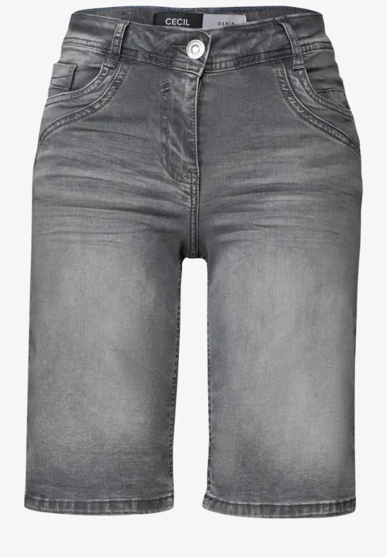 Thumbnail - Cecil Damen Casual Fit Jeansshorts in Grau, Gr: 25