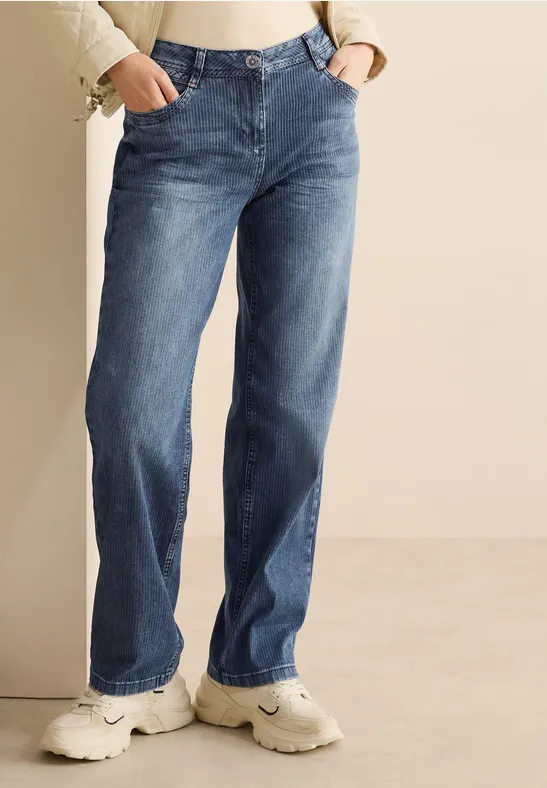 cecil Jeans Straight Leg Baumwolle-Elastomultieste-Esasthan Blau