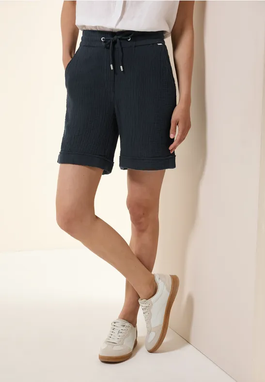 cecil Musselin Shorts Baumwolle Blau