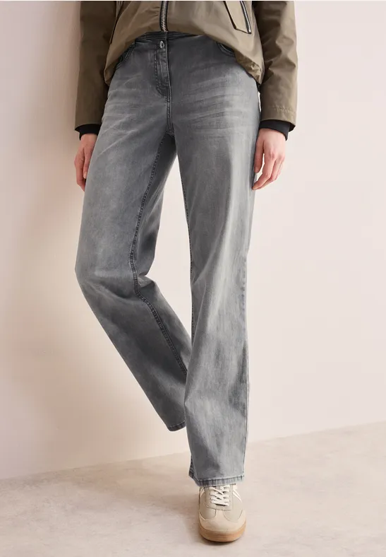cecil Jeans Wide Leg Baumwolle-Polyester-Elasthan Grau