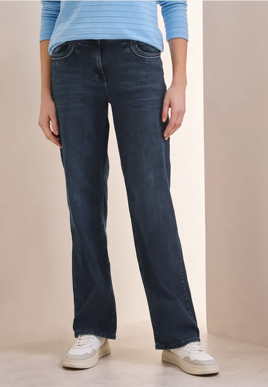 cecil Jeans Wide Leg Baumwolle-Elasthan Dunkelblau