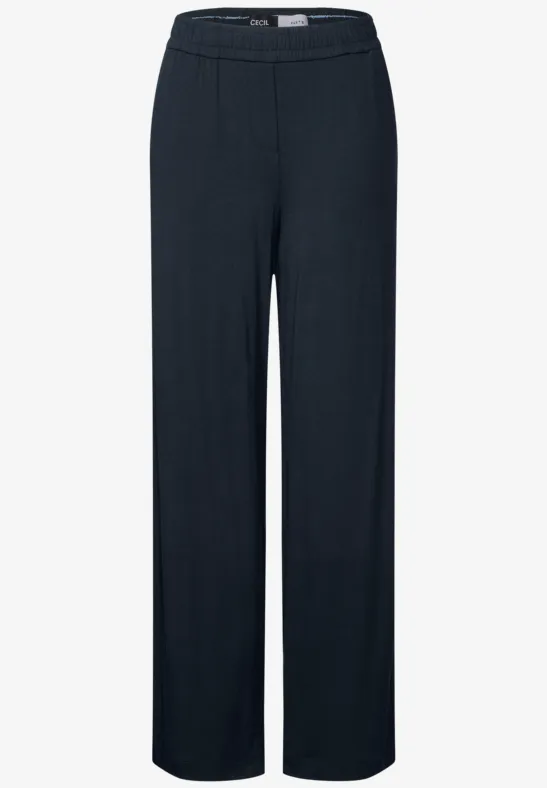 Thumbnail - Cecil Damen Wide Leg Jersey-Hose in Blau, Gr: XL