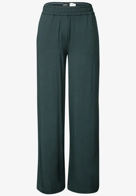 Thumbnail - Cecil Damen Wide Leg Jersey-Hose in Grün, Gr: XL