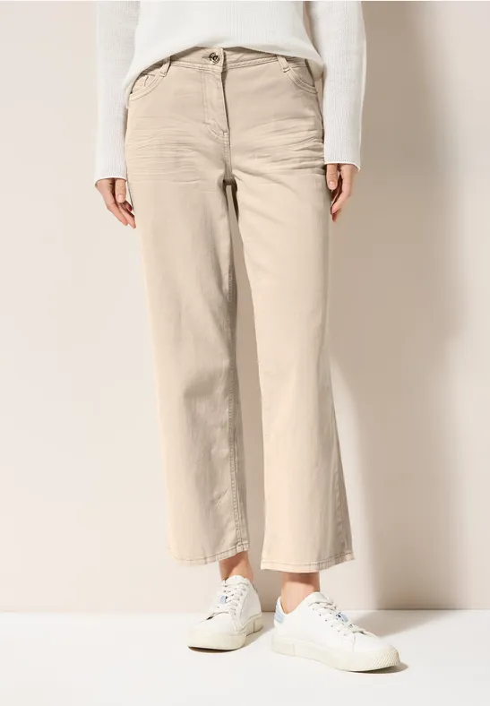 cecil Jeans Wide Leg Waist Baumwolle-Polyester Beige