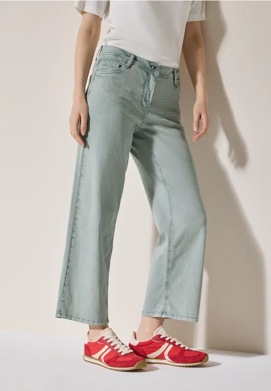 cecil Jeans Wide Leg Baumwolle-Polyester Grün
