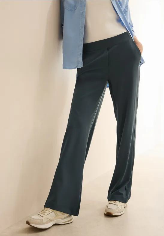 cecil Hose Basic Wide Leg Polyester Grün