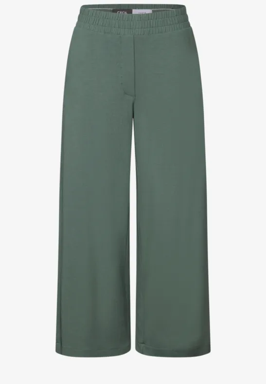 Thumbnail - Cecil Damen Wide Leg Jersey-Hose in Grün, Gr: S