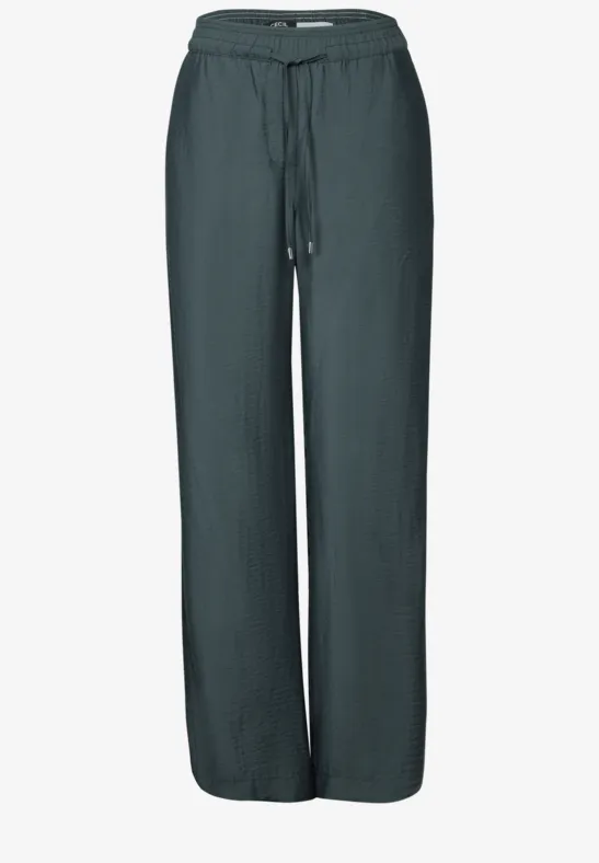 Thumbnail - Cecil Damen Wide Leg Strukturhose in Grün, Gr: XS