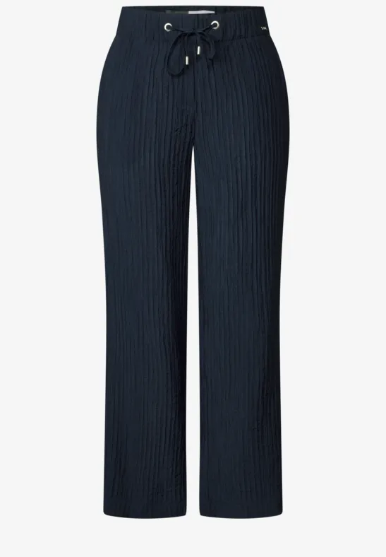 Thumbnail - Cecil Damen Wide Leg Strukturhose in Blau, Gr: L