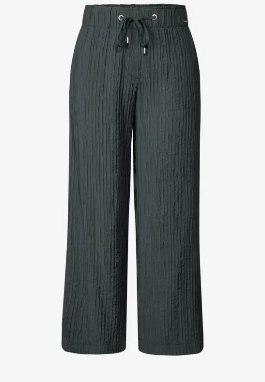 Thumbnail - Cecil Damen Wide Leg Strukturhose in Grün, Gr: L