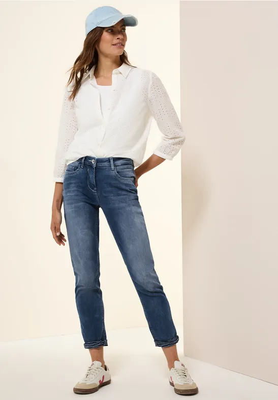 Thumbnail - Cecil Damen 7/8-Jeans mit Turn-Up Detail in Blau, Gr: 25
