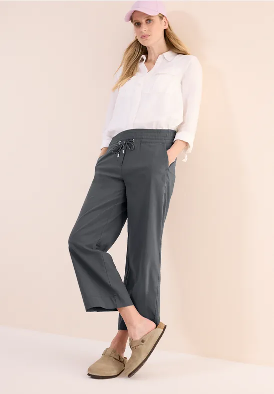 Thumbnail - Cecil Damen 7/8 Wide Leg Hose in Grau, Gr: XS