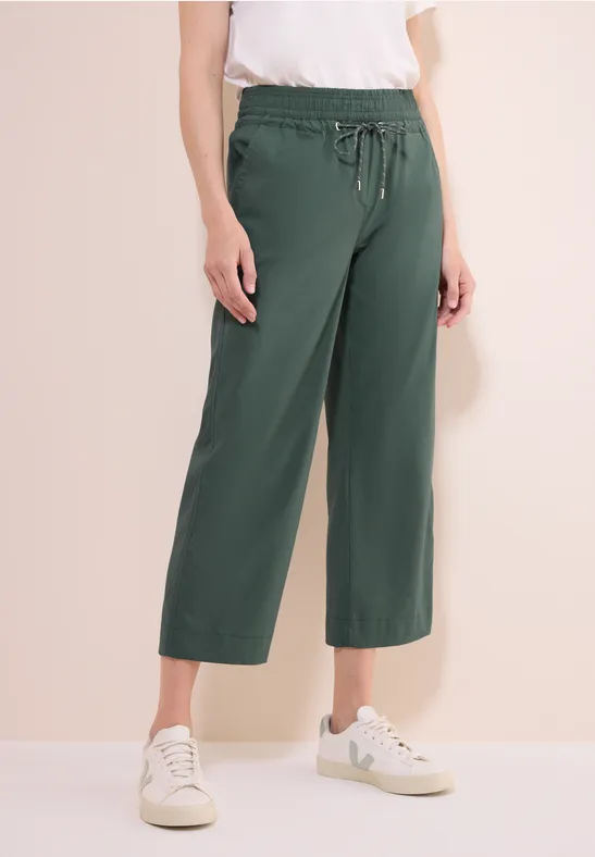 Thumbnail - Cecil Damen 7/8 Wide Leg Hose in Grün, Gr: L