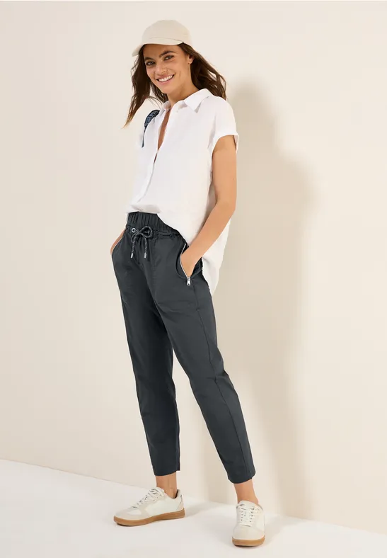 Thumbnail - Cecil Damen Papertouch Hose in Grau, Gr: XXL