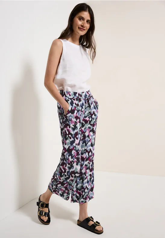 Thumbnail - Cecil Damen Gemusterte Wide Leg Hose in Weiß, Gr: M