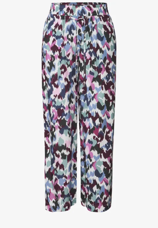 Thumbnail - Cecil Damen Gemusterte Wide Leg Hose in Weiß, Gr: M