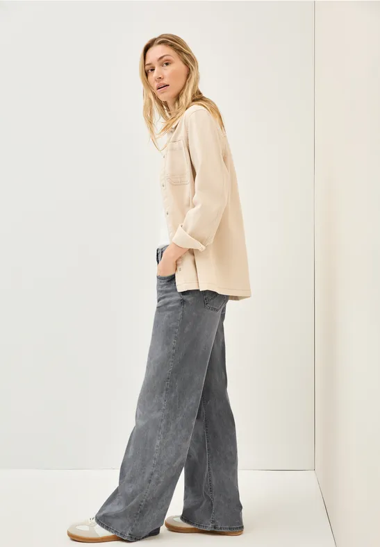Thumbnail - Cecil Damen Flared Loose Fit Jeans in Grau, Gr: 28