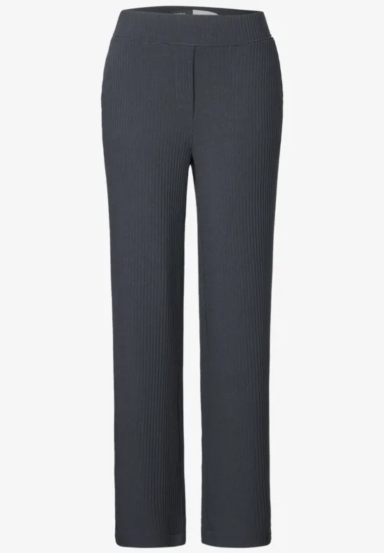 Thumbnail - Cecil Damen Jersey-Hose mit Rippstruktur in Grau, Gr: L