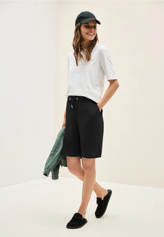 Thumbnail - Cecil Damen Shorts mit Struktur in Schwarz, Gr: XL