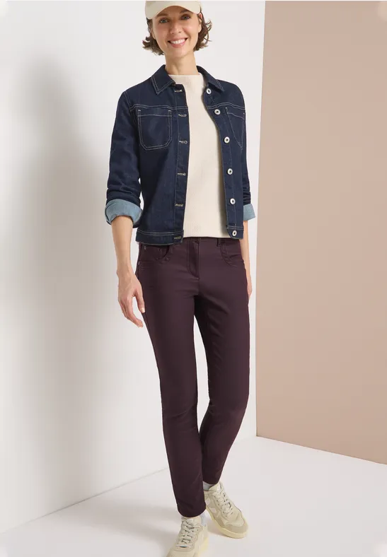Thumbnail - Cecil Damen Hose im Leder-Look in Rot, Gr: 32