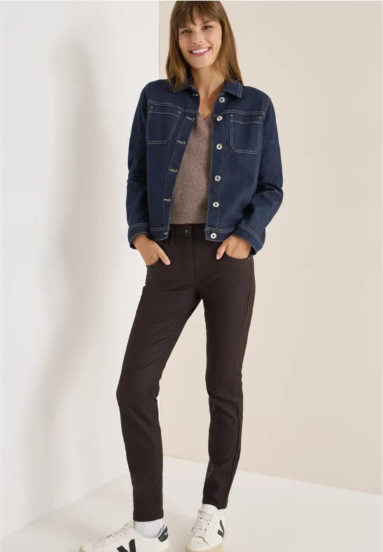 Thumbnail - Cecil Damen Hose im Leder-Look in Braun, Gr: 32