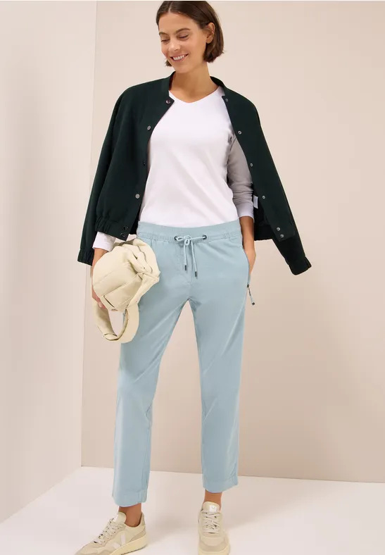 cecil Cordhose Casual Fit Baumwolle Blau