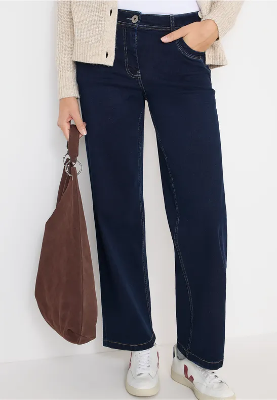 Wide Leg Rinsed Jeans