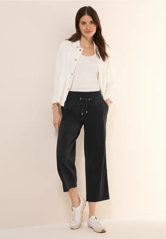 Thumbnail - Cecil Damen Wide Leg Hose in Schwarz, Gr: XXL