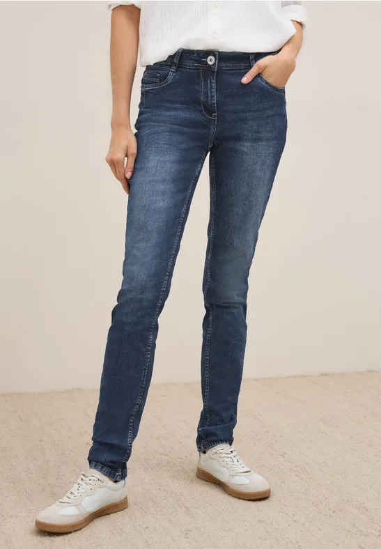 cecil Jeans Mid Waist Baumwolle-Polyester-Elasthan Blau