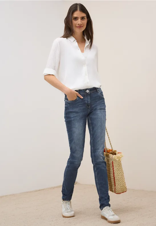 Thumbnail - Cecil Damen Jeans im Casual Fit in Blau, Gr: 28