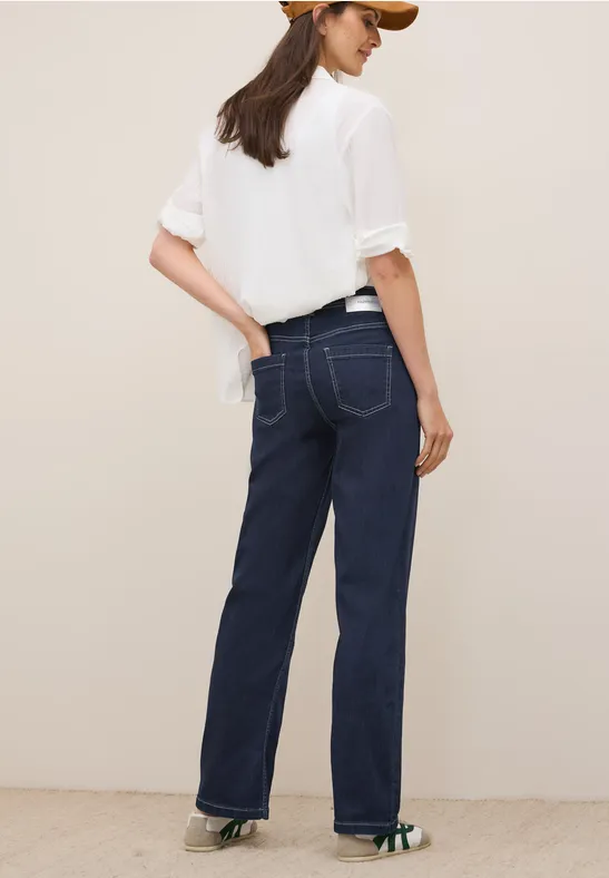 cecil Jeans Wide Leg Rinsed Baumwolle Blau