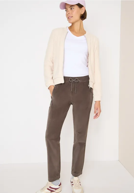 cecil Mid Waist Slim Cordhose Baumwolle-Esasthan Braun