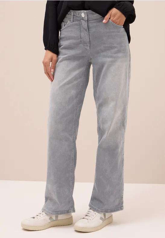 cecil Jeans Loose Fit Wide Leg Baumwolle-Polyester Grau